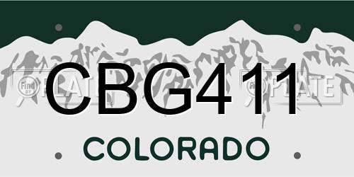 CBG411 Colorado License Plate