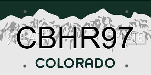 CBHR97 Colorado License Plate