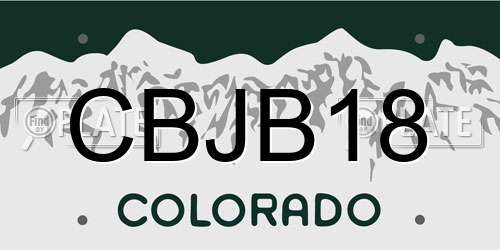 CBJB18 Colorado License Plate