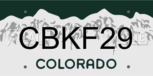CBKF29 Colorado License Plate