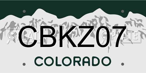 CBKZ07 Colorado License Plate