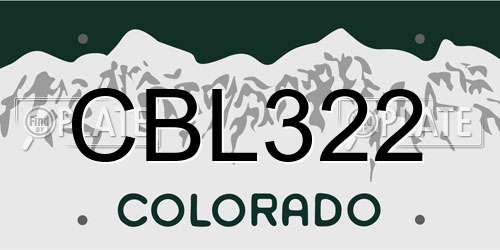 CBL322 Colorado License Plate