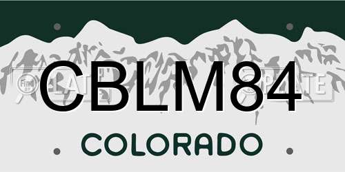 CBLM84 Colorado License Plate