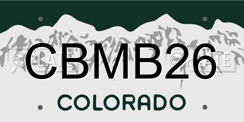 CBMB26 Colorado License Plate