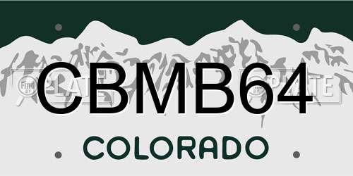 CBMB64 Colorado License Plate
