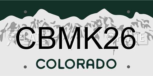 CBMK26 Colorado License Plate