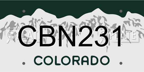 CBN231 Colorado License Plate