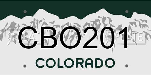 CBO201 Colorado License Plate