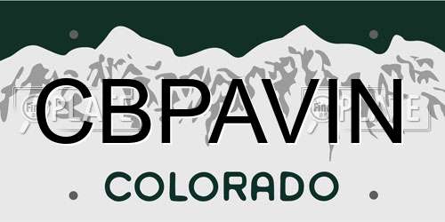 CBPAVIN Colorado License Plate