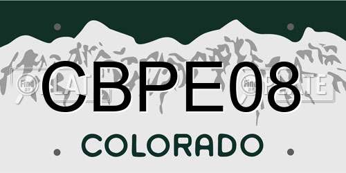 CBPE08 Colorado License Plate
