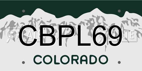 CBPL69 Colorado License Plate