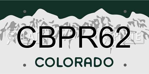 CBPR62 Colorado License Plate