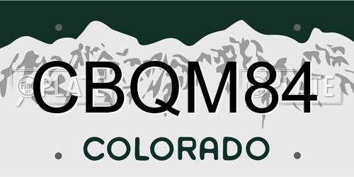 CBQM84 Colorado License Plate