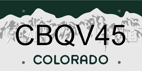 CBQV45 Colorado License Plate