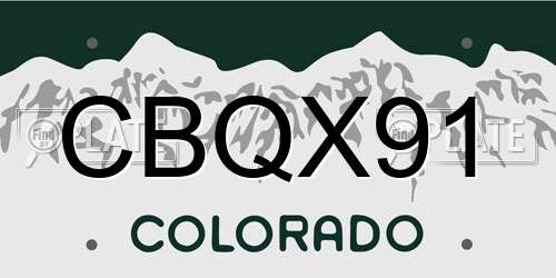 CBQX91 Colorado License Plate