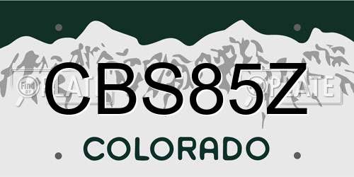CBS85Z Colorado License Plate