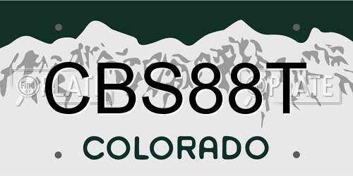 CBS88T Colorado License Plate