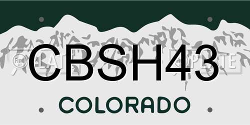 CBSH43 Colorado License Plate