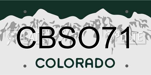 CBSO71 Colorado License Plate