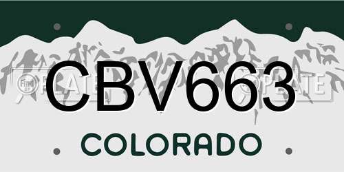 CBV663 Colorado License Plate