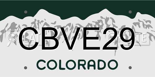 CBVE29 Colorado License Plate