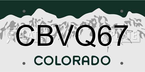 CBVQ67 Colorado License Plate