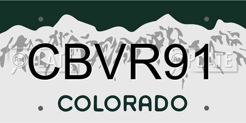 CBVR91 Colorado License Plate