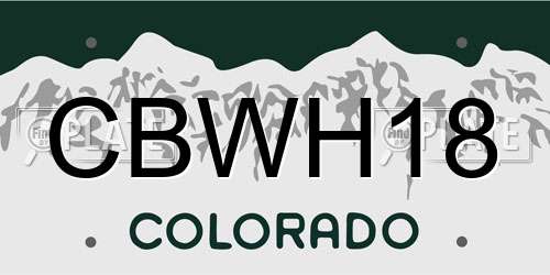 CBWH18 Colorado License Plate