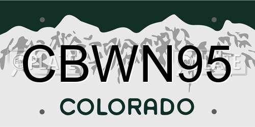 CBWN95 Colorado License Plate