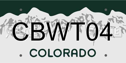 CBWT04 Colorado License Plate