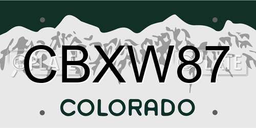 CBXW87 Colorado License Plate