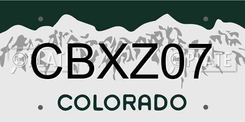 CBXZ07 Colorado License Plate