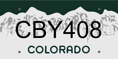 CBY408 Colorado License Plate