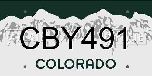 CBY491 Colorado License Plate