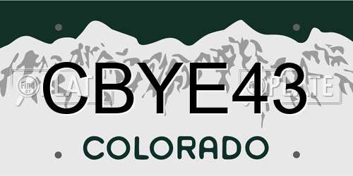 CBYE43 Colorado License Plate