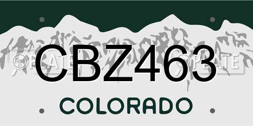 CBZ463 Colorado License Plate