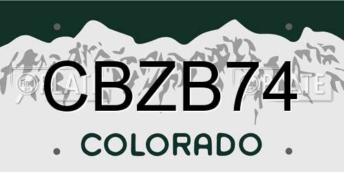 CBZB74 Colorado License Plate
