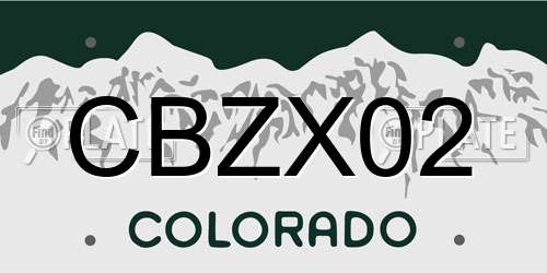 CBZX02 Colorado License Plate
