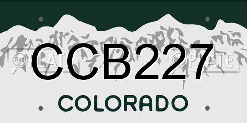 CCB227 Colorado License Plate