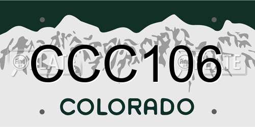 CCC106 Colorado License Plate