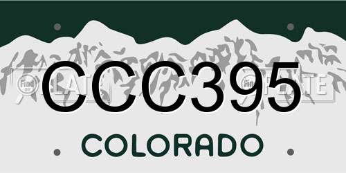 CCC395 Colorado License Plate
