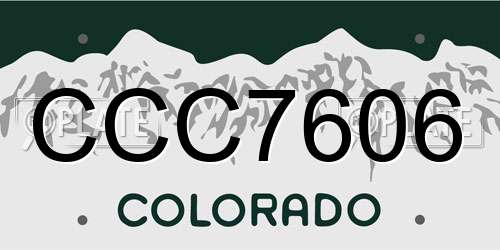 CCC7606 Colorado License Plate
