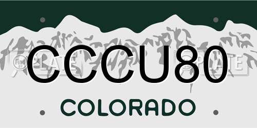 CCCU80 Colorado License Plate