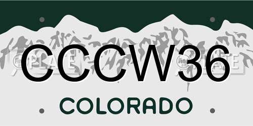 CCCW36 Colorado License Plate