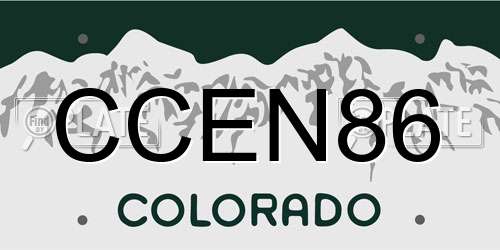 CCEN86 Colorado License Plate