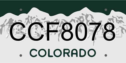 CCF8078 Colorado License Plate