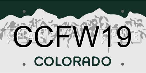 CCFW19 Colorado License Plate