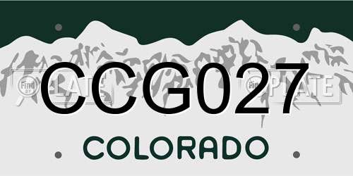 CCG027 Colorado License Plate