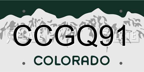 CCGQ91 Colorado License Plate