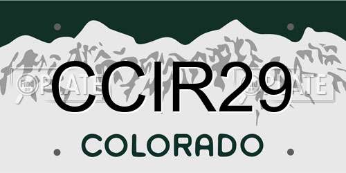 CCIR29 Colorado License Plate